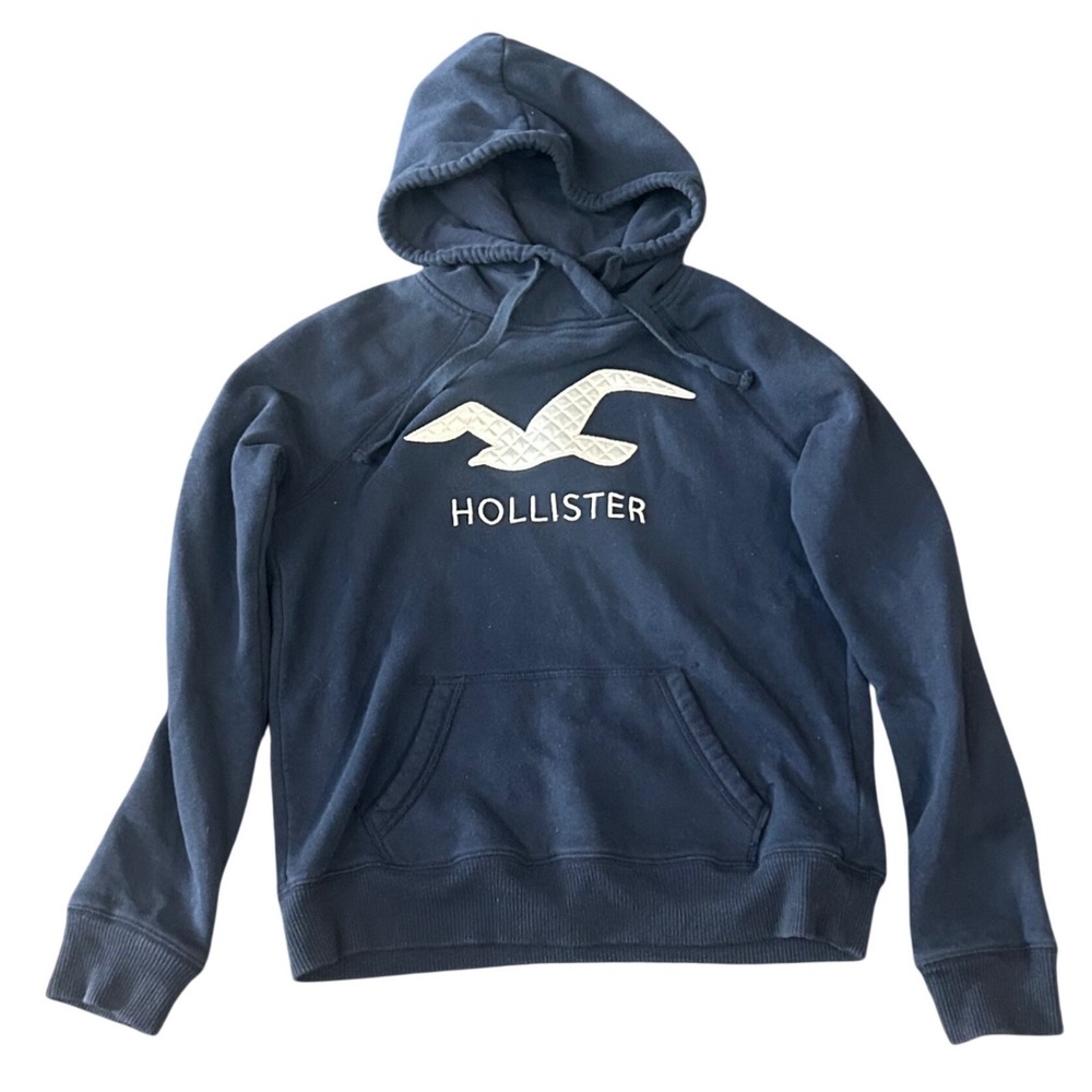 Hollister Navy Blue Seagull Logo Pullover Hoodie Sweatshirt Small
